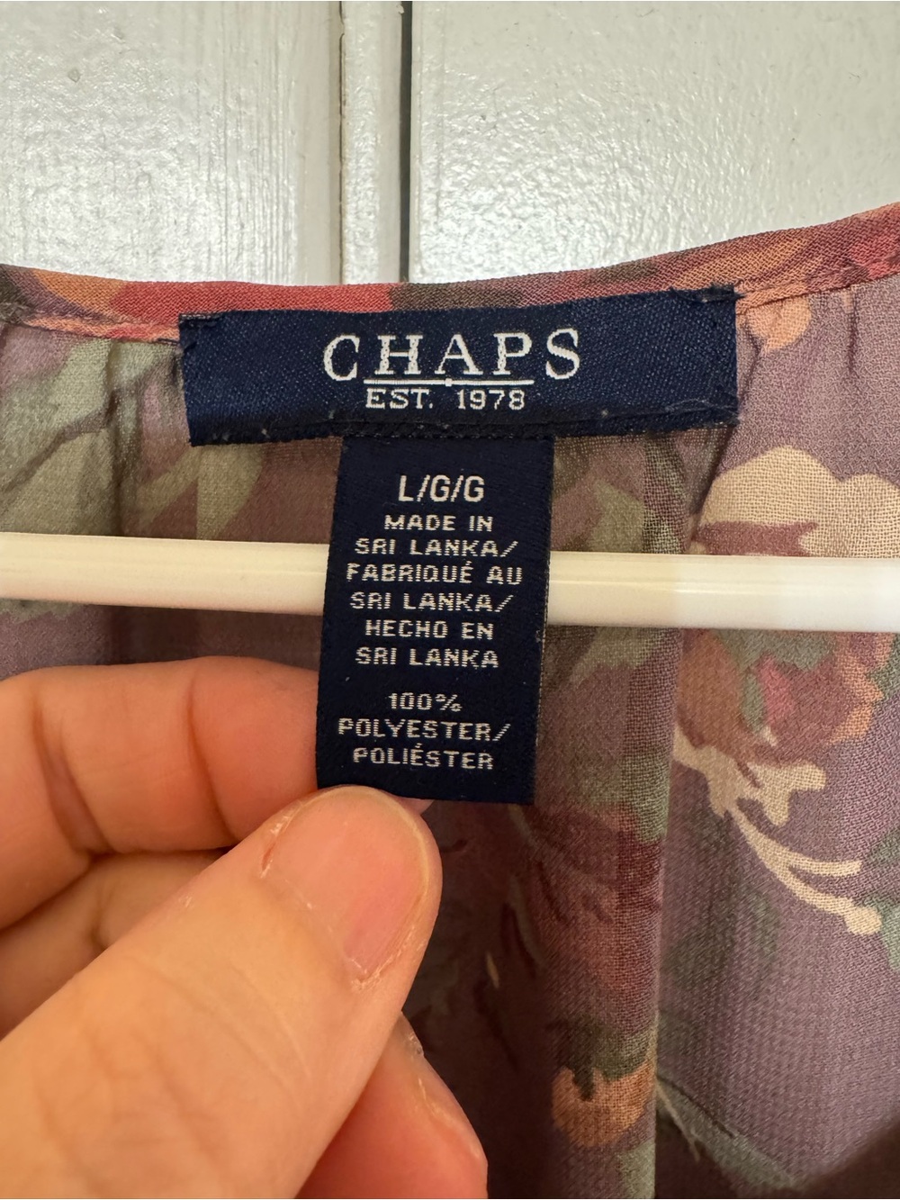 Chaps Plum Floral V-Neck Henley Blouse - Picture 2 of 4